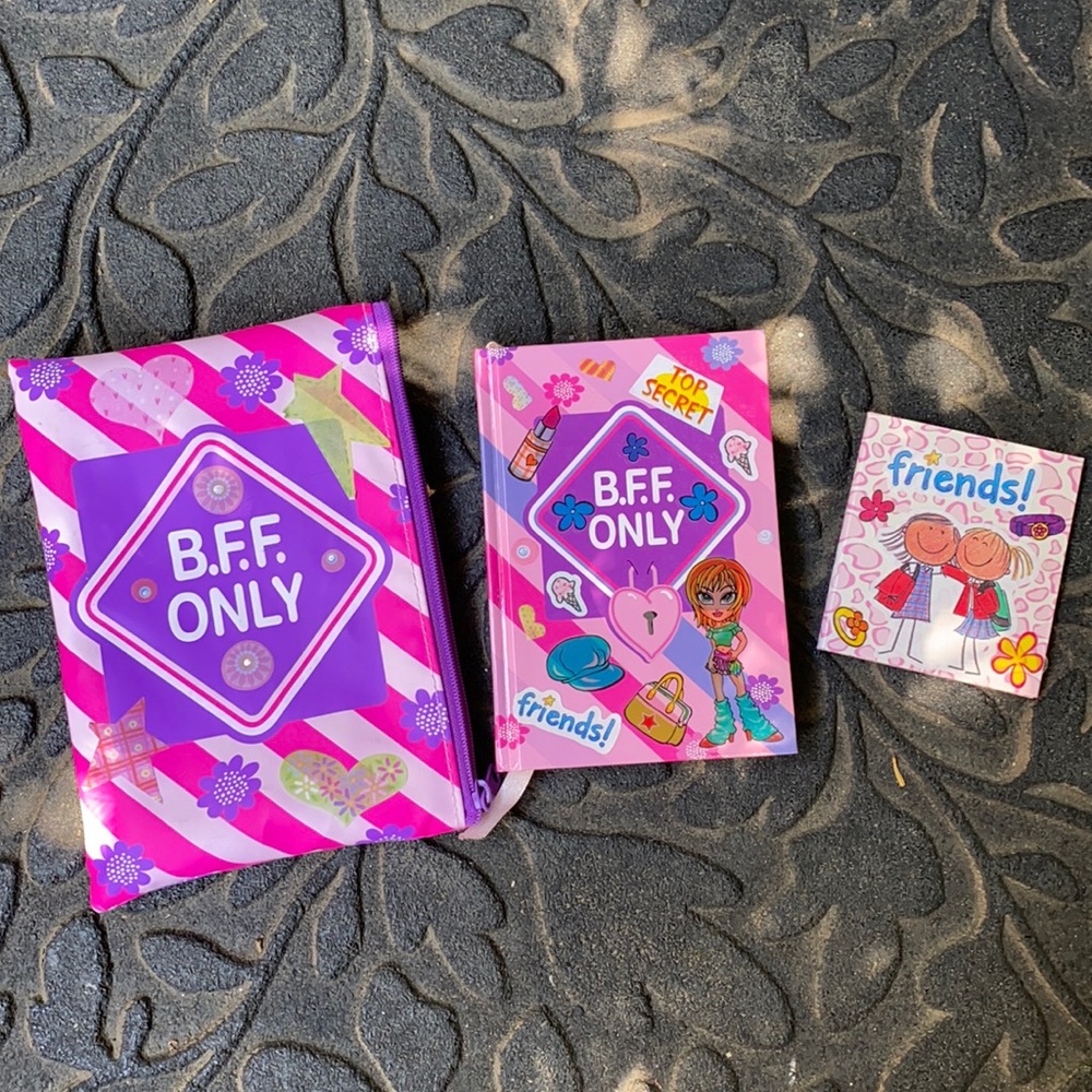 BFF Only Best Friends Forever Set: Notebook, Picture Frame, Travel, Bag, Charms